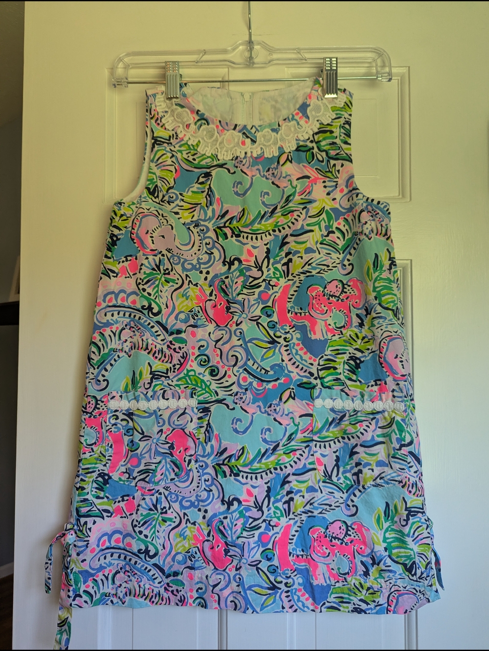 Girls Lilly Pulitzer Bright Floral Paisley Lace-Trim Dress in Pink, Blue, Green